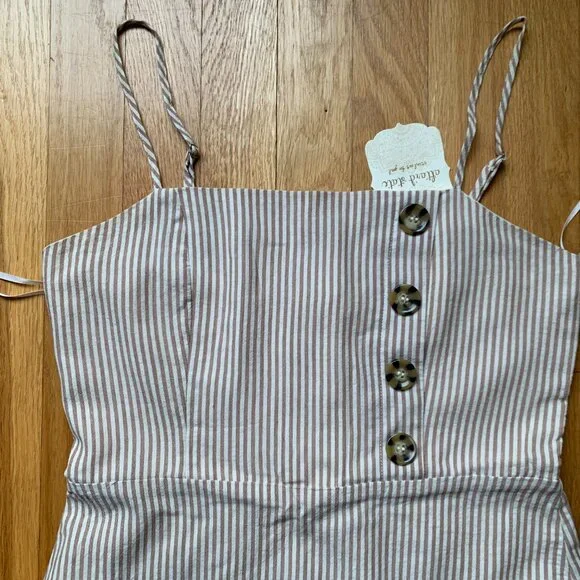 Altar'd State Striped Dress Womens Small Tan and White - Picture 2 of 15